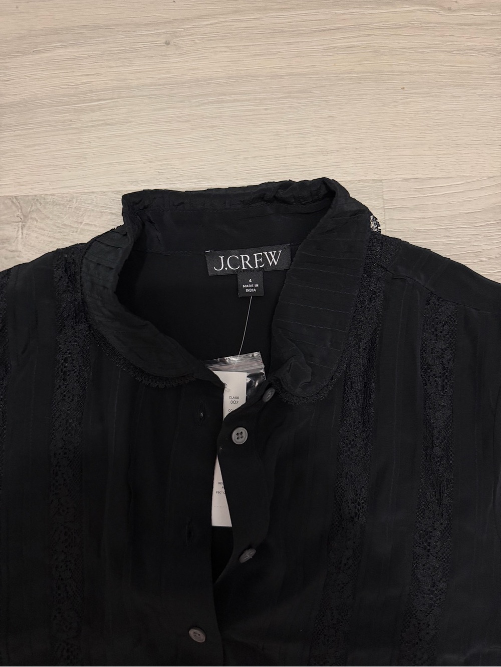 NWT J.Crew Black Pintuck & Lace Button-Front Shirt Jacket - Picture 3 of 4